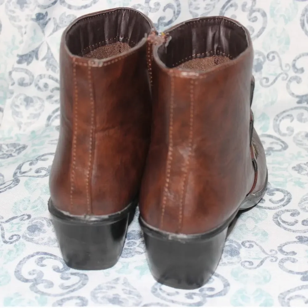 Easy Street Arlene Wave Comfort Ankle‎ Boots Brown Women's 8M